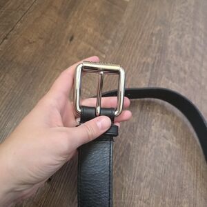 Micheal Kors Black Leather Belt with Silver Buckle